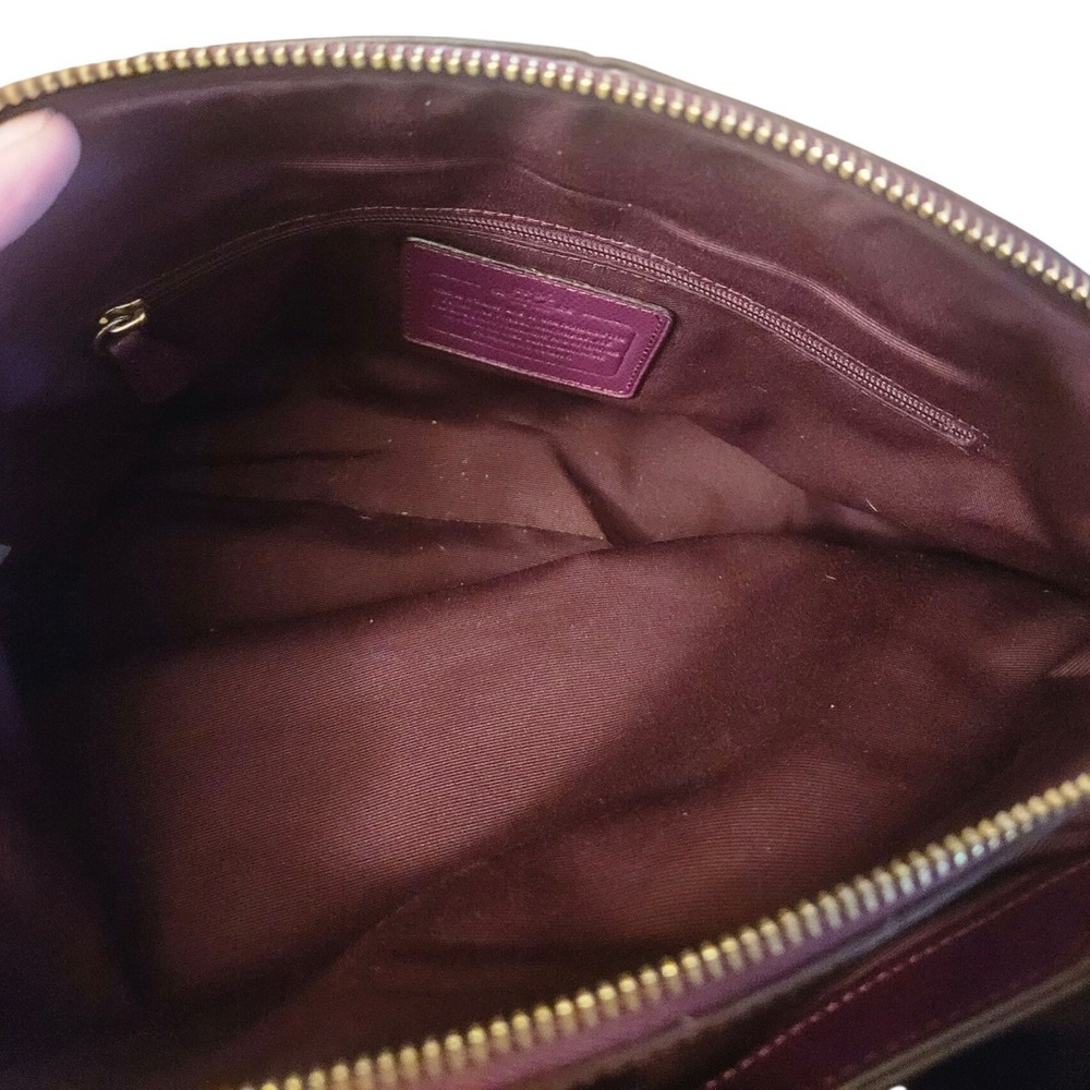 Coach Minetta Crossgrain Leather Tote Bag Plum Purple Gold Hardware Handbag - Picture 8 of 12